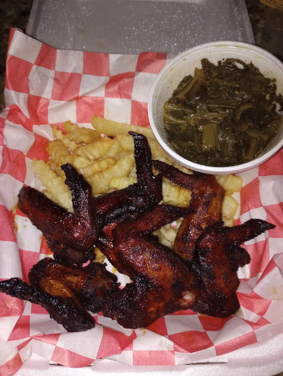 BBQ Chicken Wings and Fries