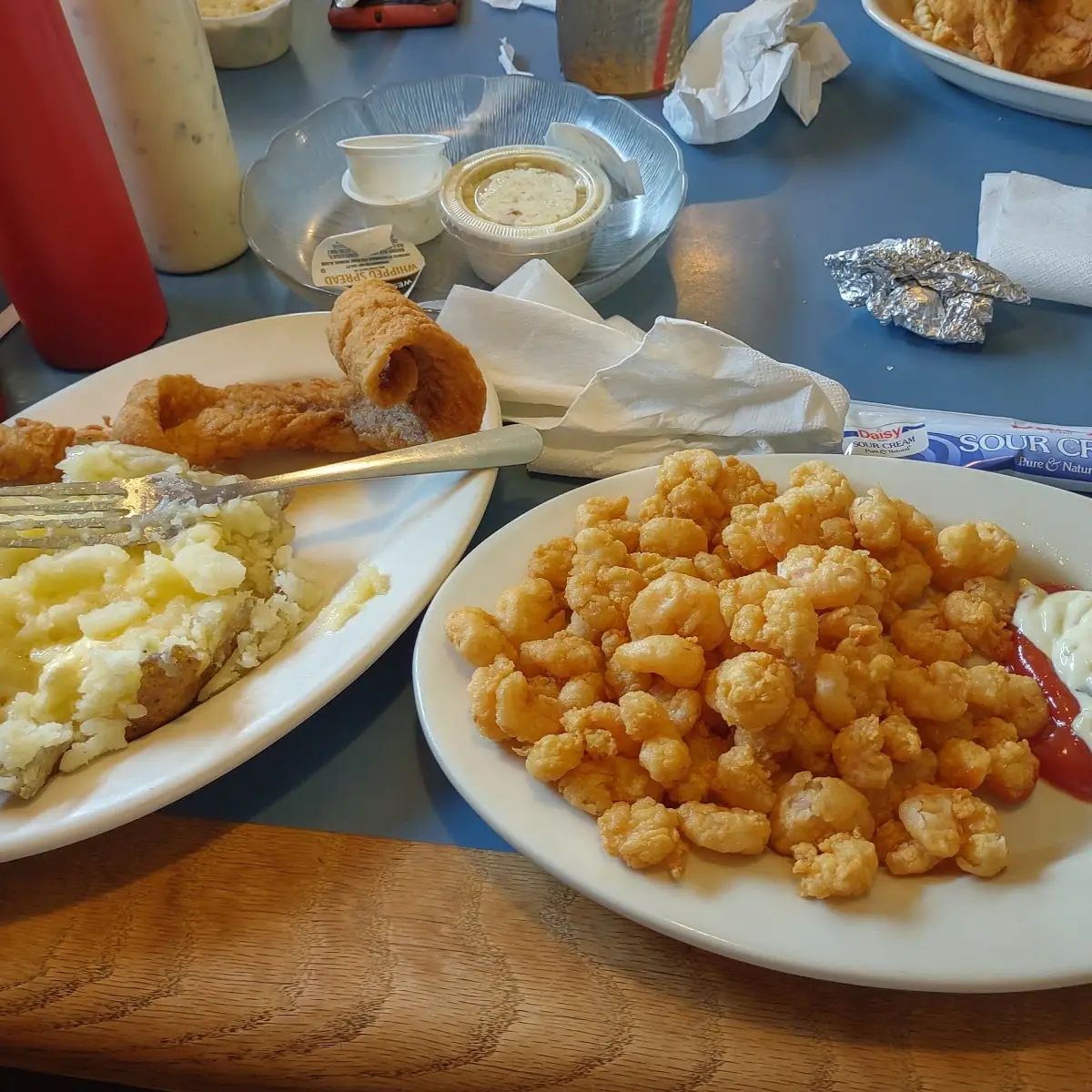 White Fish and Shrimp w Baked Potato