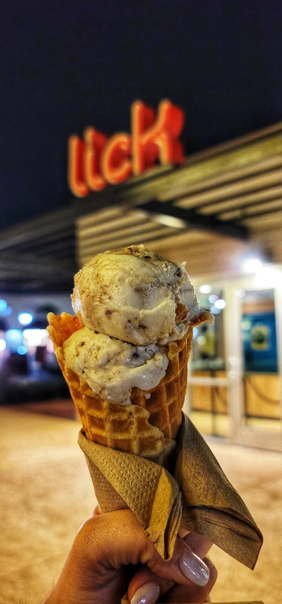 Candied Pecan Bourbon Ice Cream in a Waffle Cone