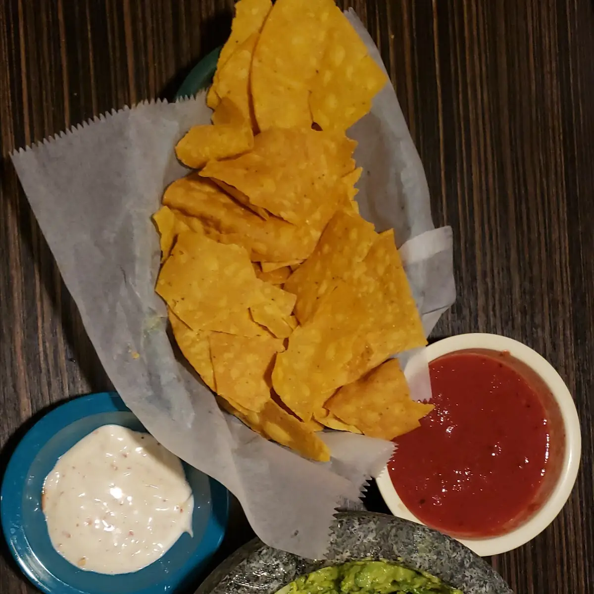 Chips Salsa Mayo Dip Guacamole