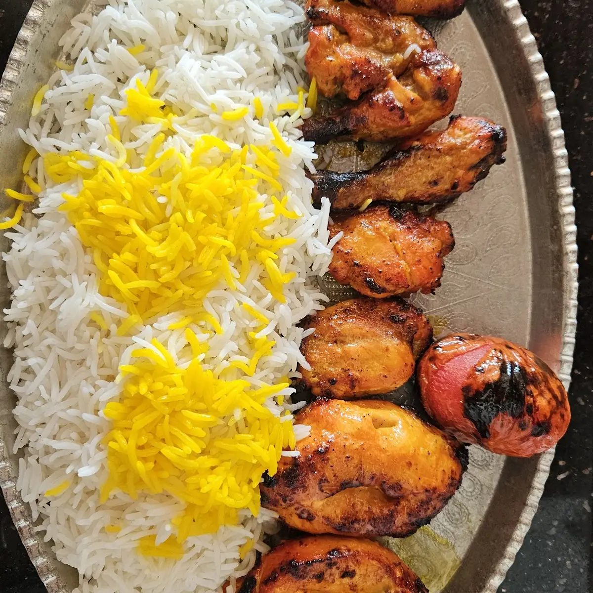Saffron Rice with Grilled Chicken and Beef Koobideh