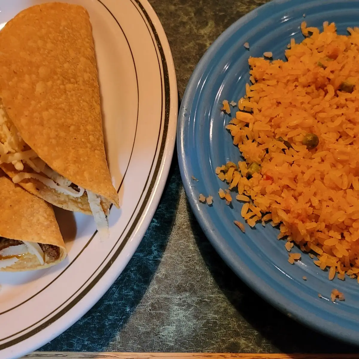 2 Beef Tacos and Black Beans w Rice