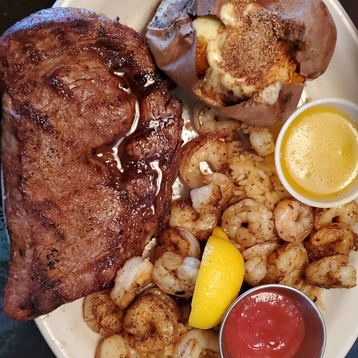 Ribeye Shrimp Sweet Potatoes
