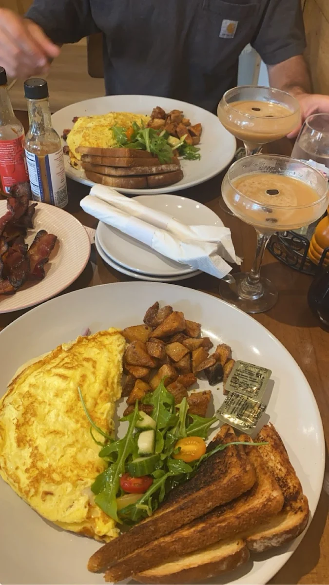 Omelet with Salad and Coffee