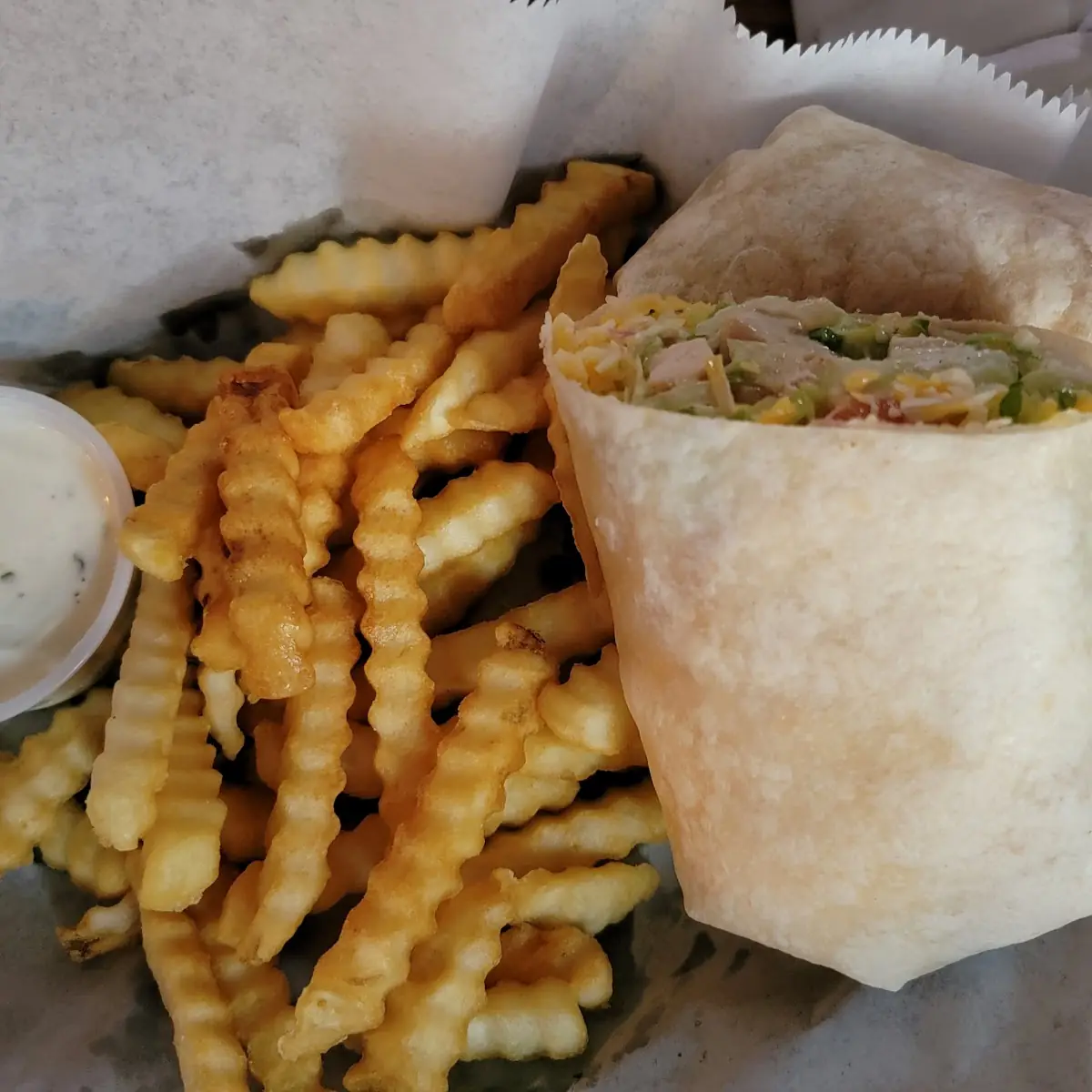 Chicken Wrap and Fries