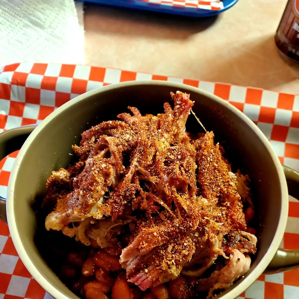 Chili Cornbread Bowl with Pulled Pork