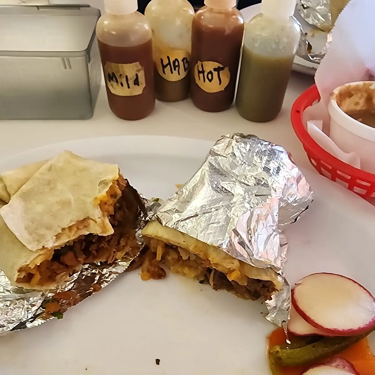 El Pastor Burrito and Birria Burrito