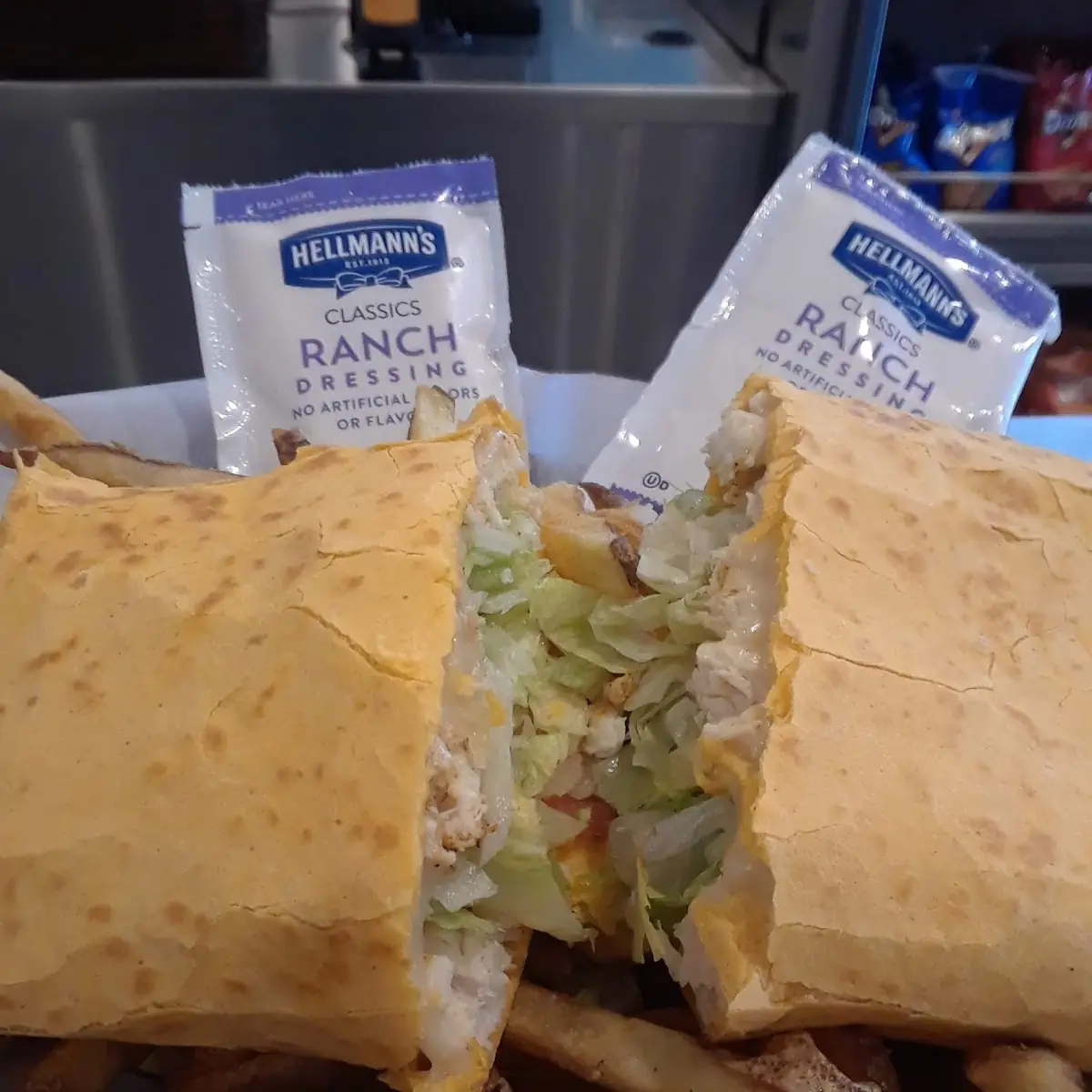 Grilled Chicken Philly with Lettuce Tomato and Provolone Cheese