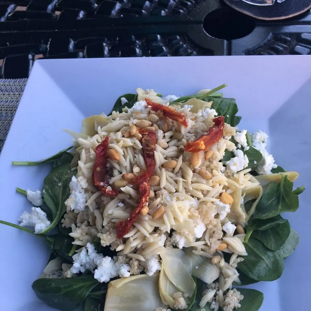 Orzo Quinoa Spinach Salad