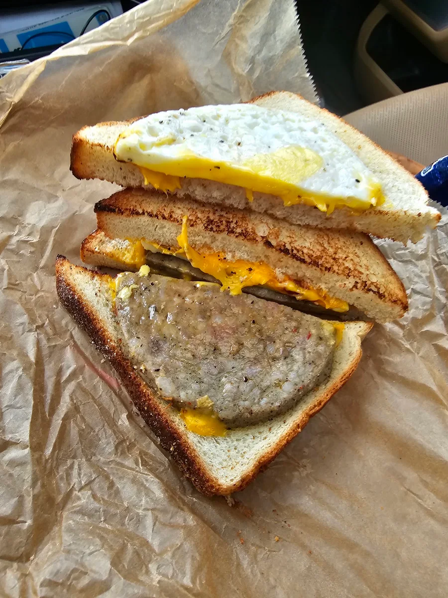 Sausage Egg and Cheese on Texas Toast