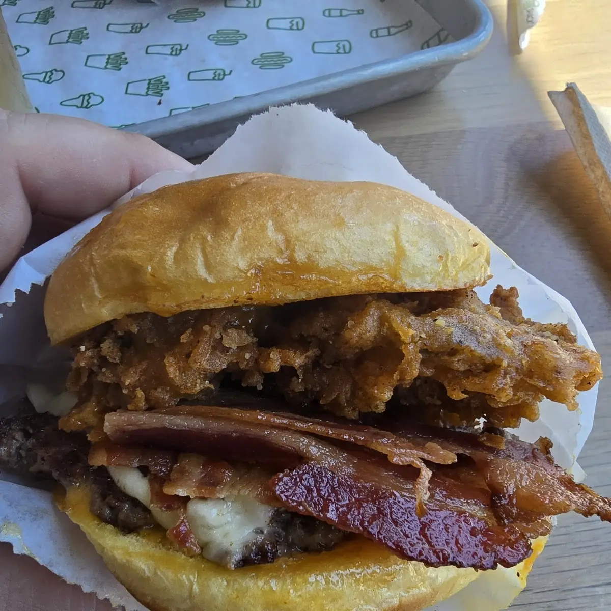 Carolina BBQ Burger with Fried Pickle Chips