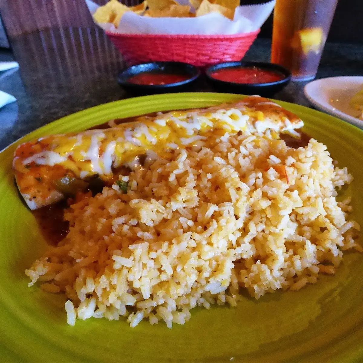 Beef Burrito Chile Relleno Refried Beans Mexican Rice