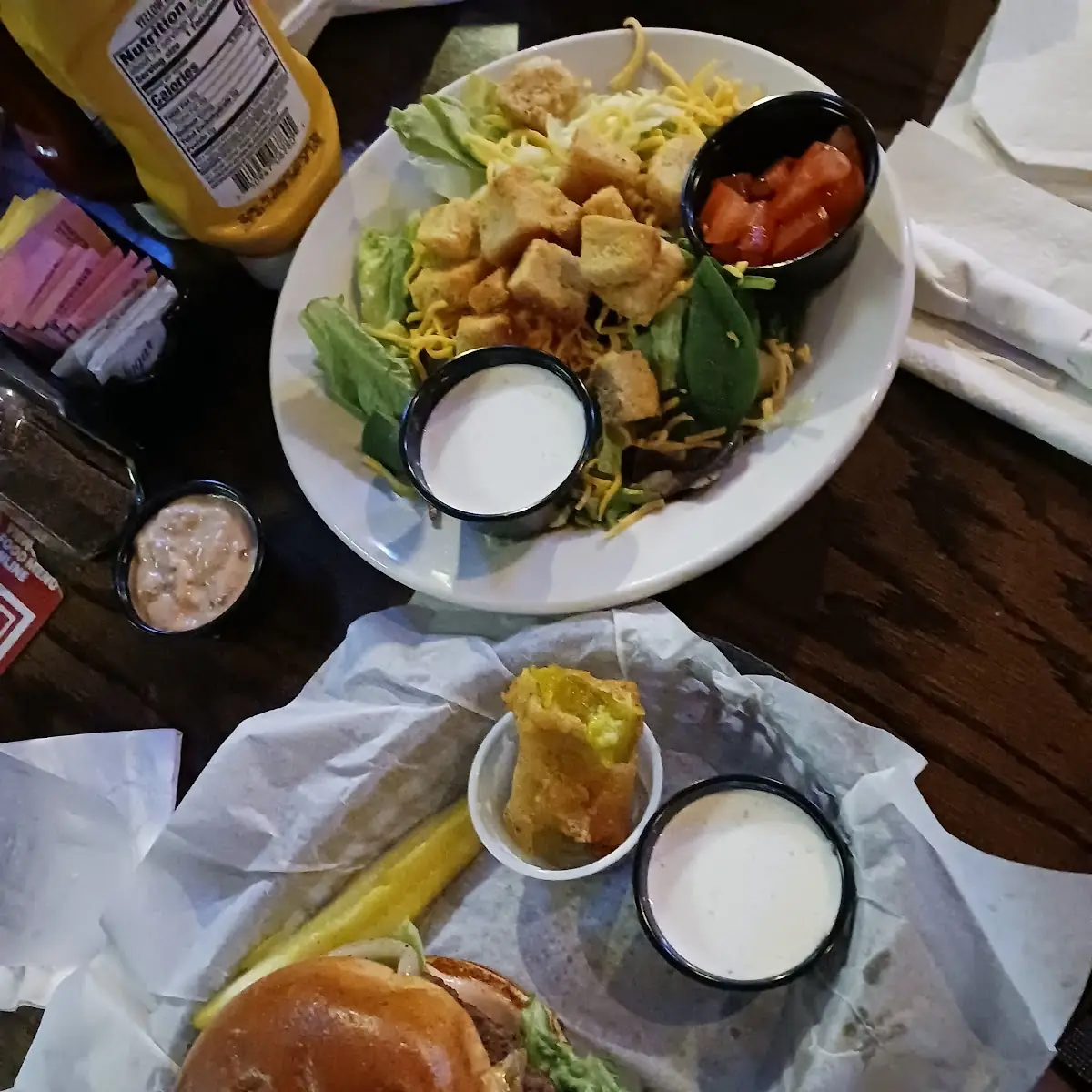 jjs World Famous Burger Combo with a Side Salad