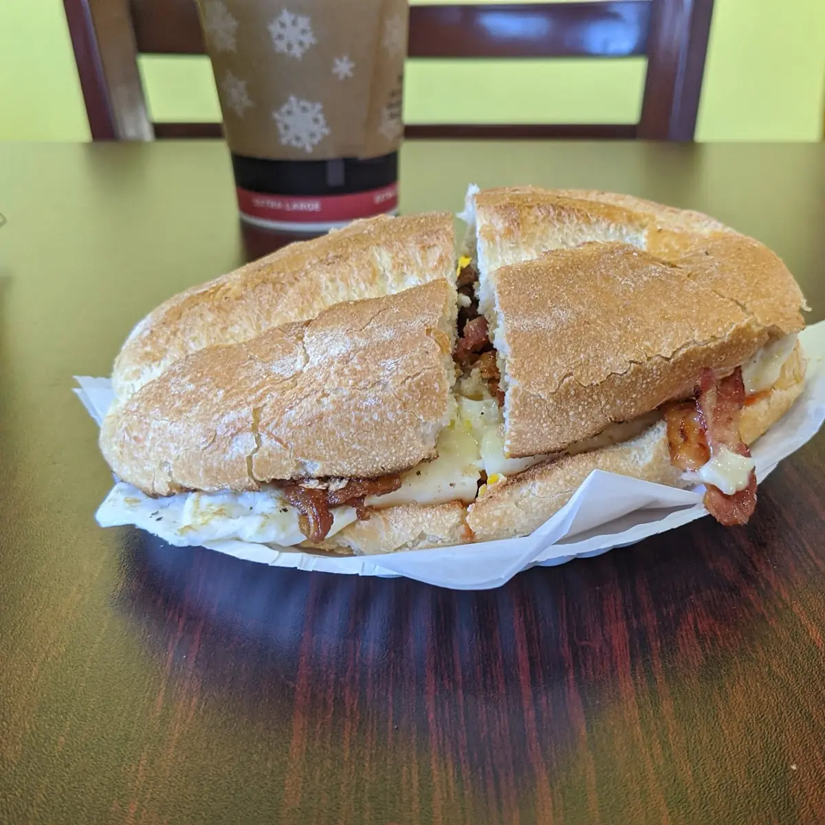 Bacon Egg and Cheese on a Portuguese Roll