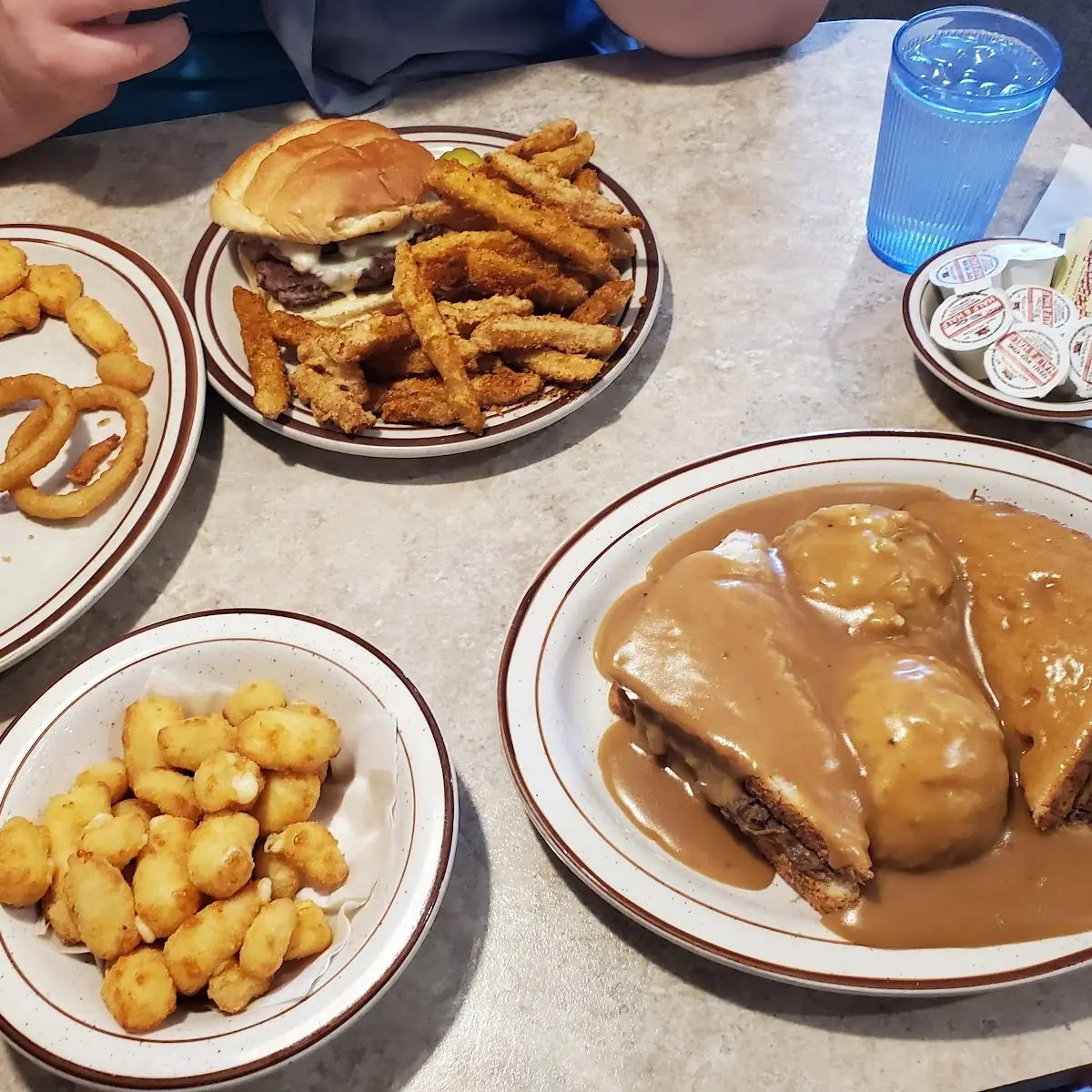 Cheese Curds with Ranch Pulled Pork Sandwich Mushroom Swiss Burger