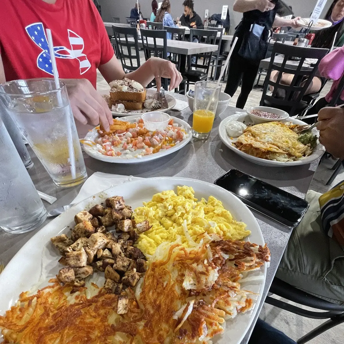 Scrambled Eggs Bacon and Hash Browns