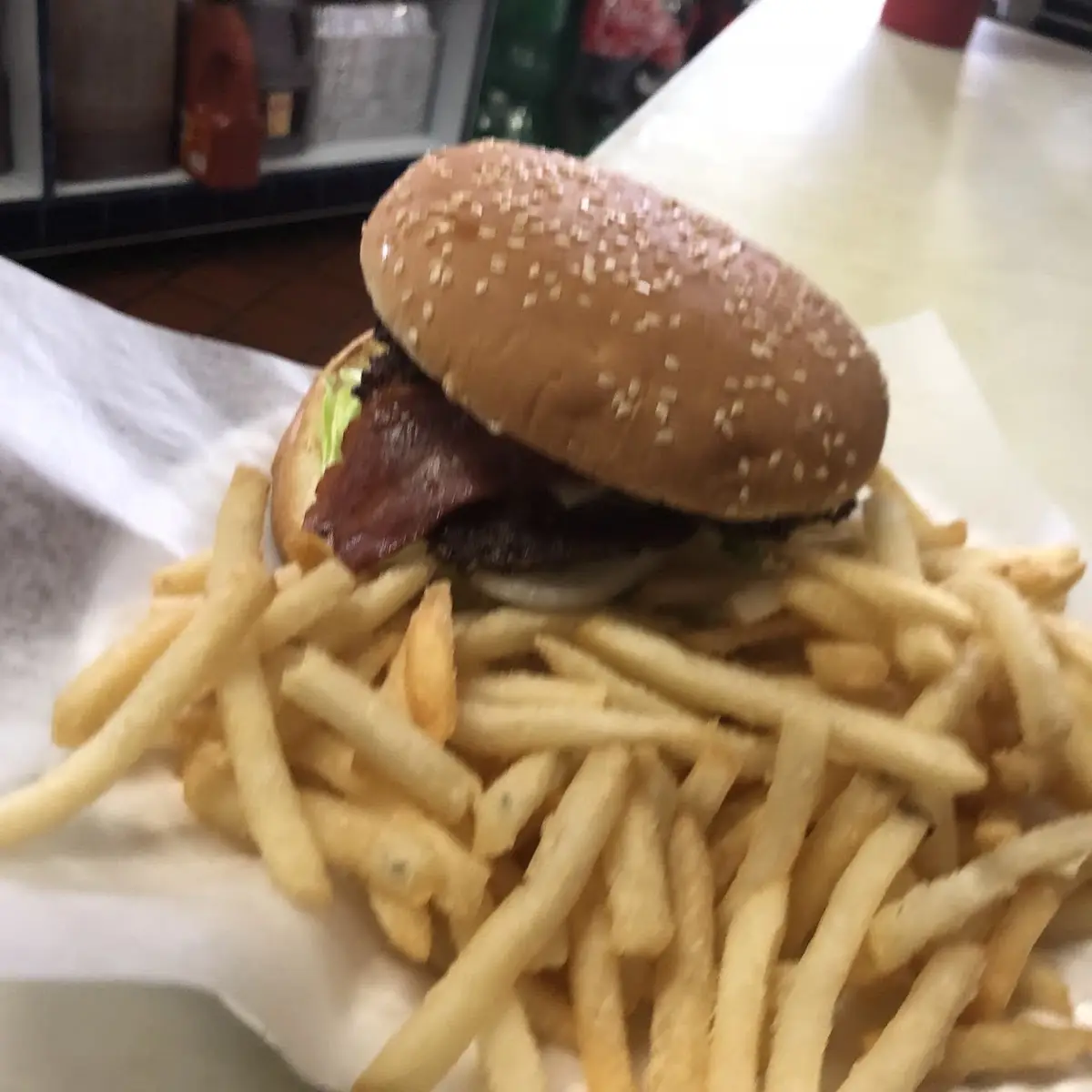 Bacon Cheese Burger & Fries