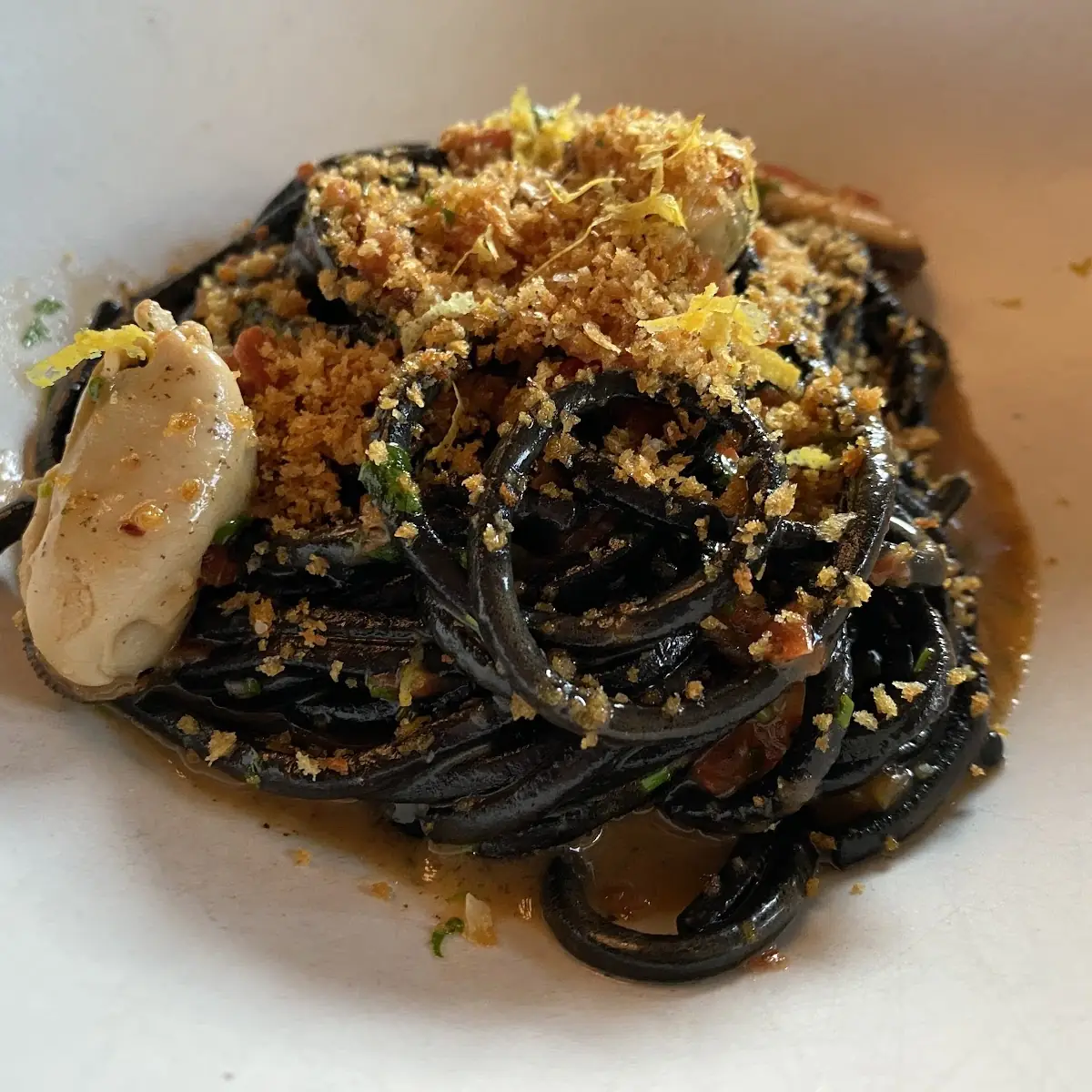 Squid Ink Chitarra Lobster Calamari Garlic Bread Crumb