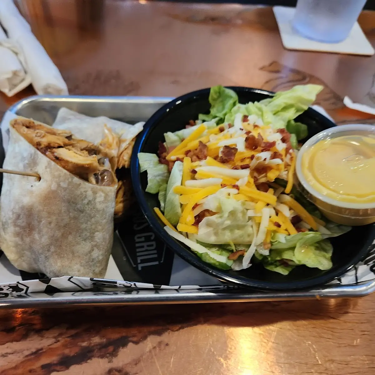 Buffalo Chicken Wrap and Side Salad