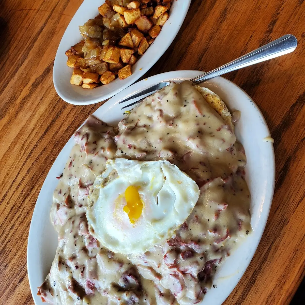 Chipped Beef with an Egg on Top