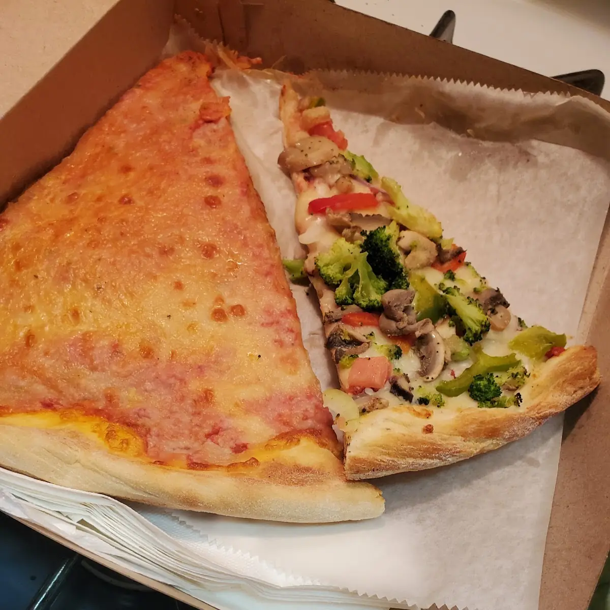 Vegetarian Pizza and Cheese Pizza