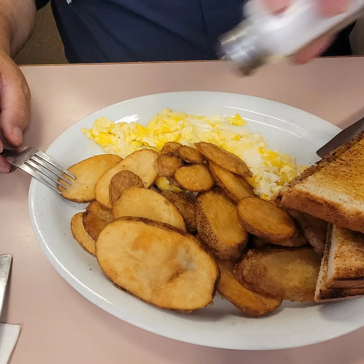 Scrambled Eggs Fried Potatoes Toast