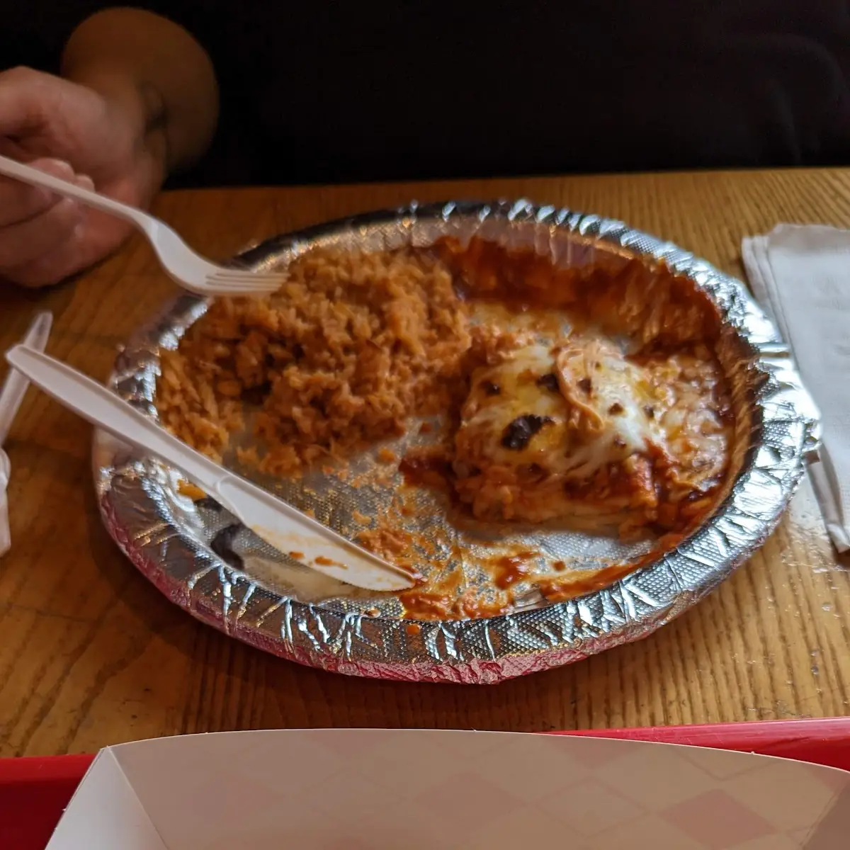 Cheese and Onion Enchilada and Chicken Burrito