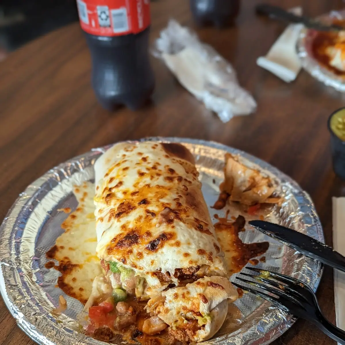 Ground Beef Burrito with Cheese Melted on Top
