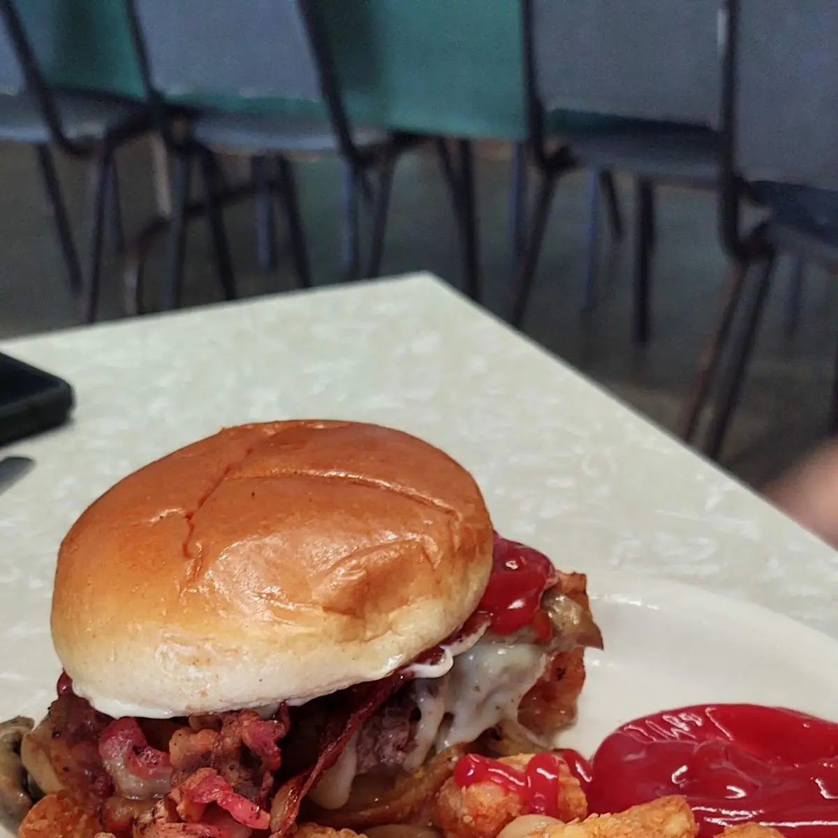 Mushroom Swiss Burger with Bacon