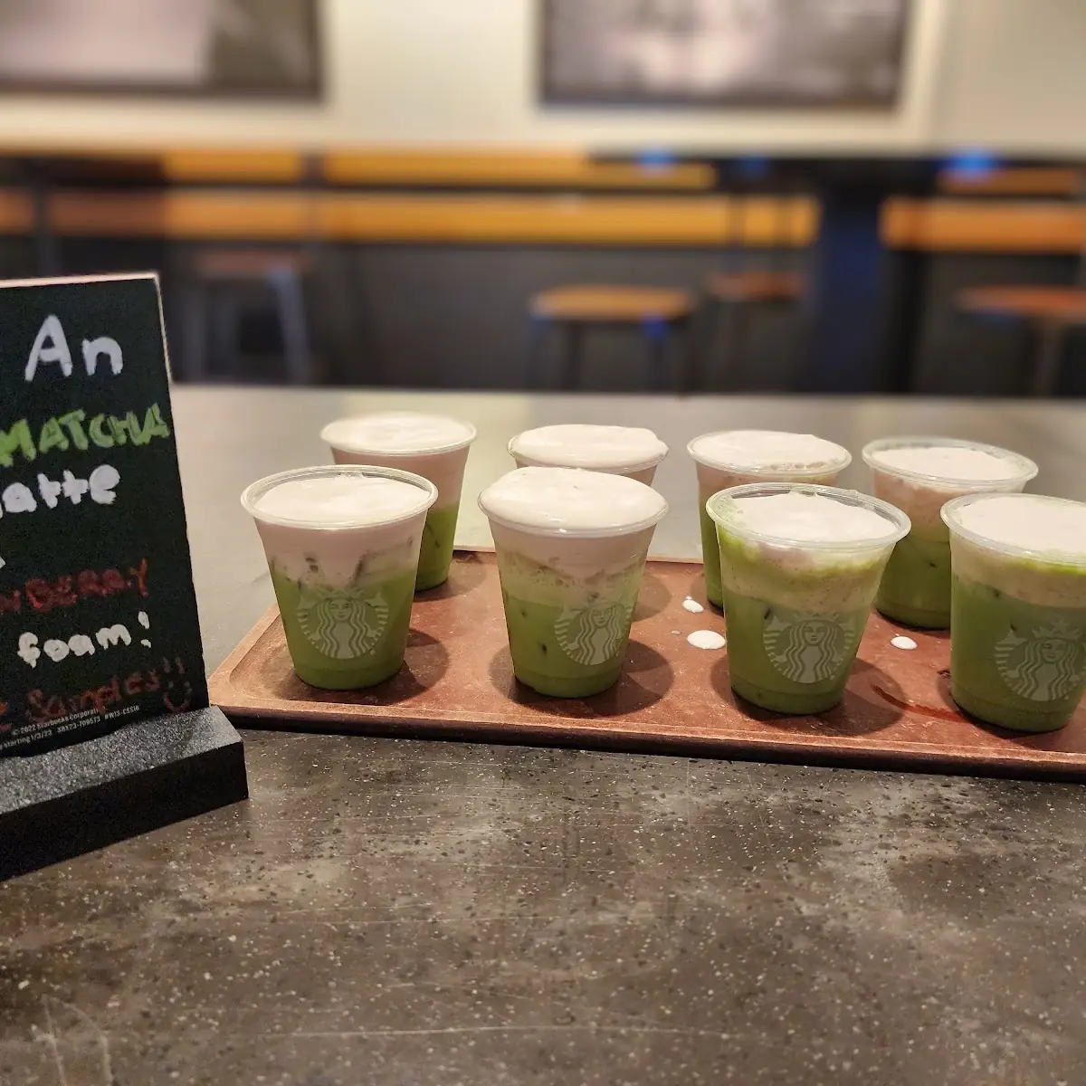 Iced Matcha Latte with Strawberry Cold Foam