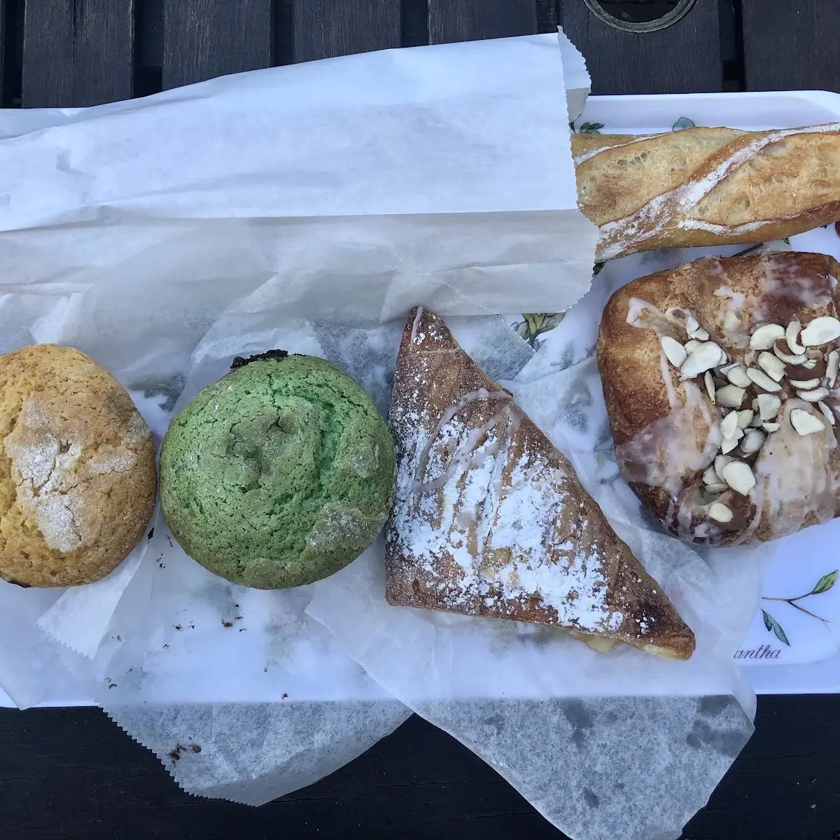 Assorted Pastries and Baguette