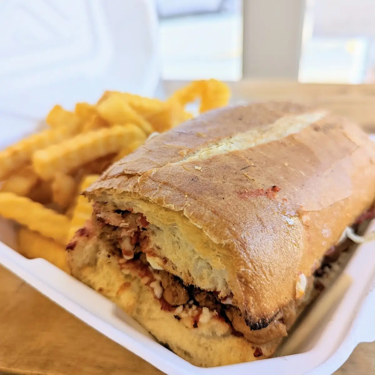 Chicken Parmesan Sandwich and Fries
