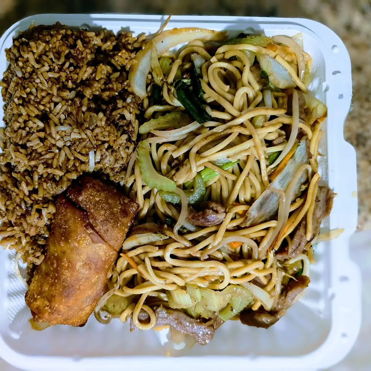 24 Combo Fried Rice Egg Roll Beef Lo Mein
