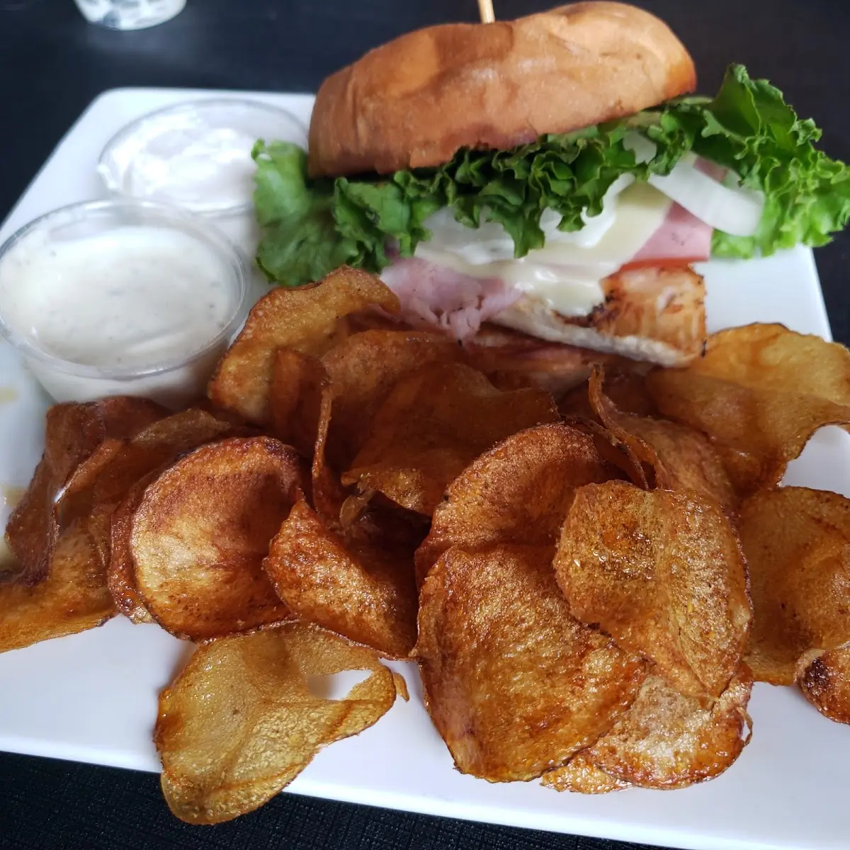Chicken Cordon Bleu Sandwich and Homemade Chips