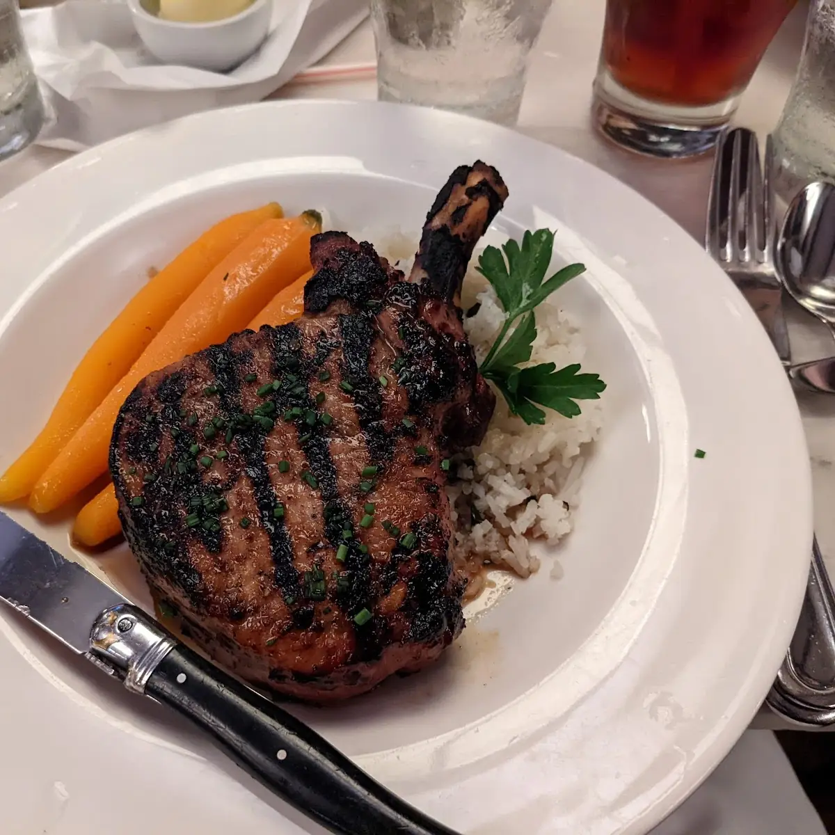 Grilled Pork Chop with Carrots