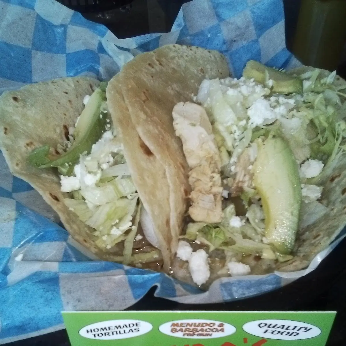 One Chicken Taco One Beef Taco