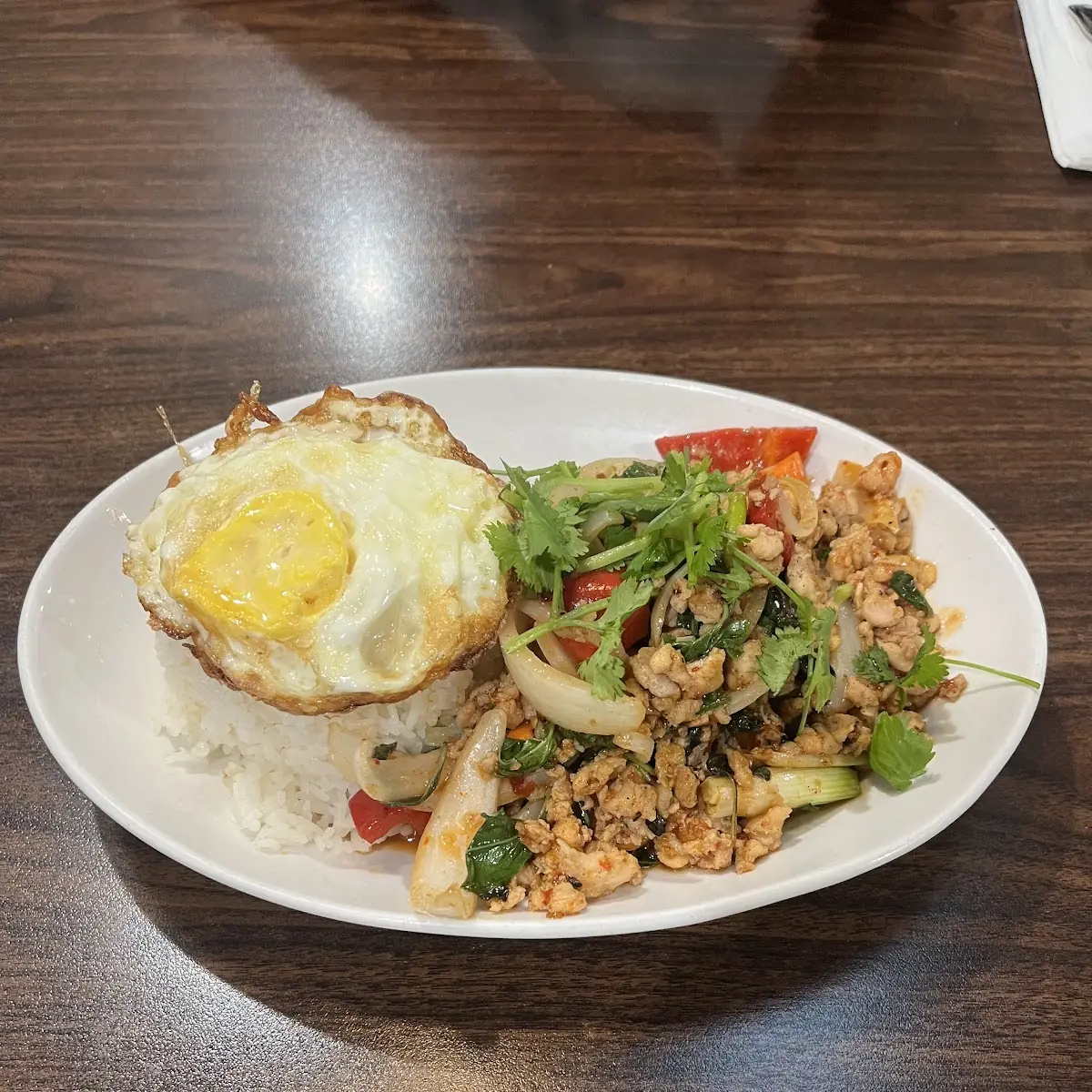 Basil Chicken with Fried Egg