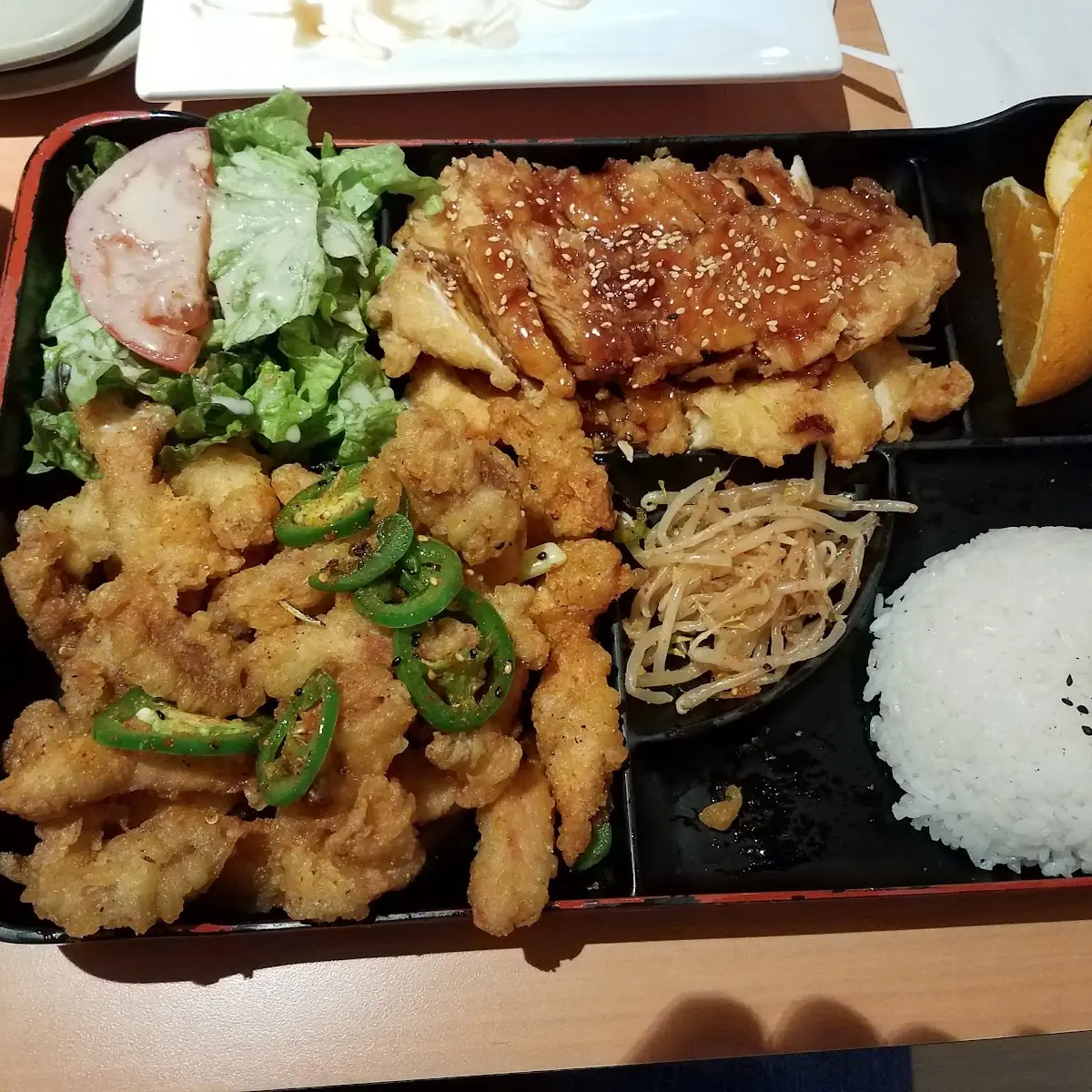 Spicy Chicken Sesame Chicken Combination Plate