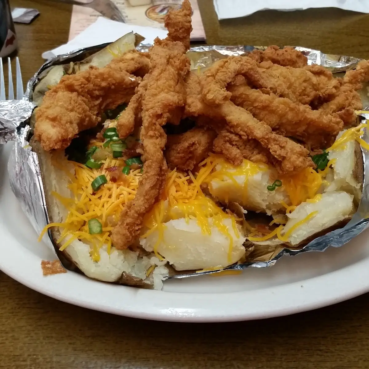 Huge Baked Potato with Chicken Strips