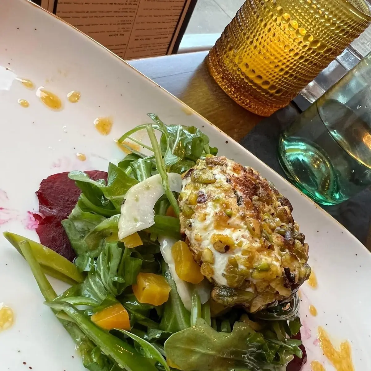 A La Pistachio Crusted Goat Cheese