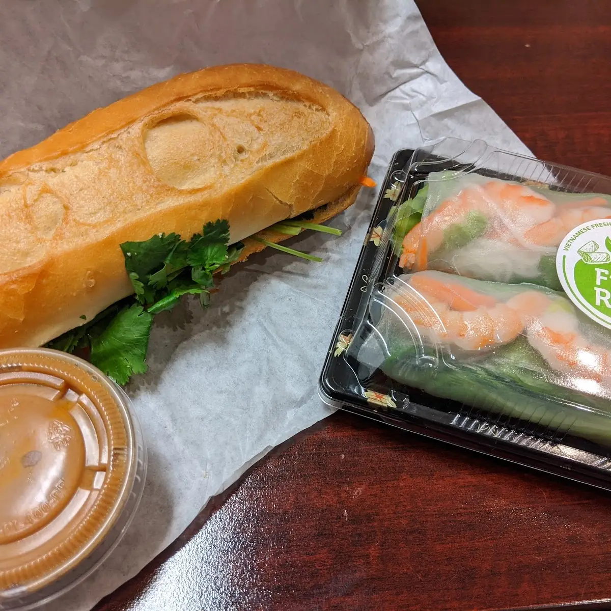 Pork Bahn MI and Shrimp Spring Roll