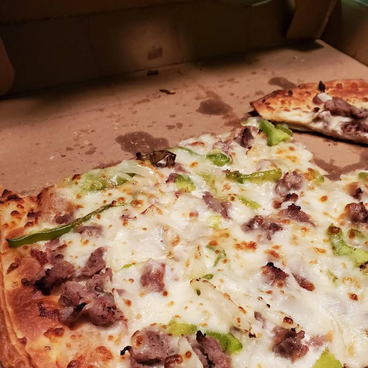 Thin Crust Philly Cheesesteak Pizza