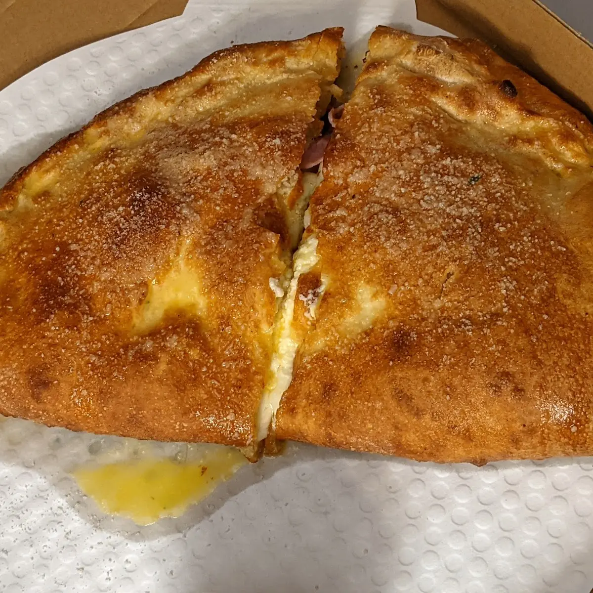 It's Ham Pineapple and Black Olive Calzone