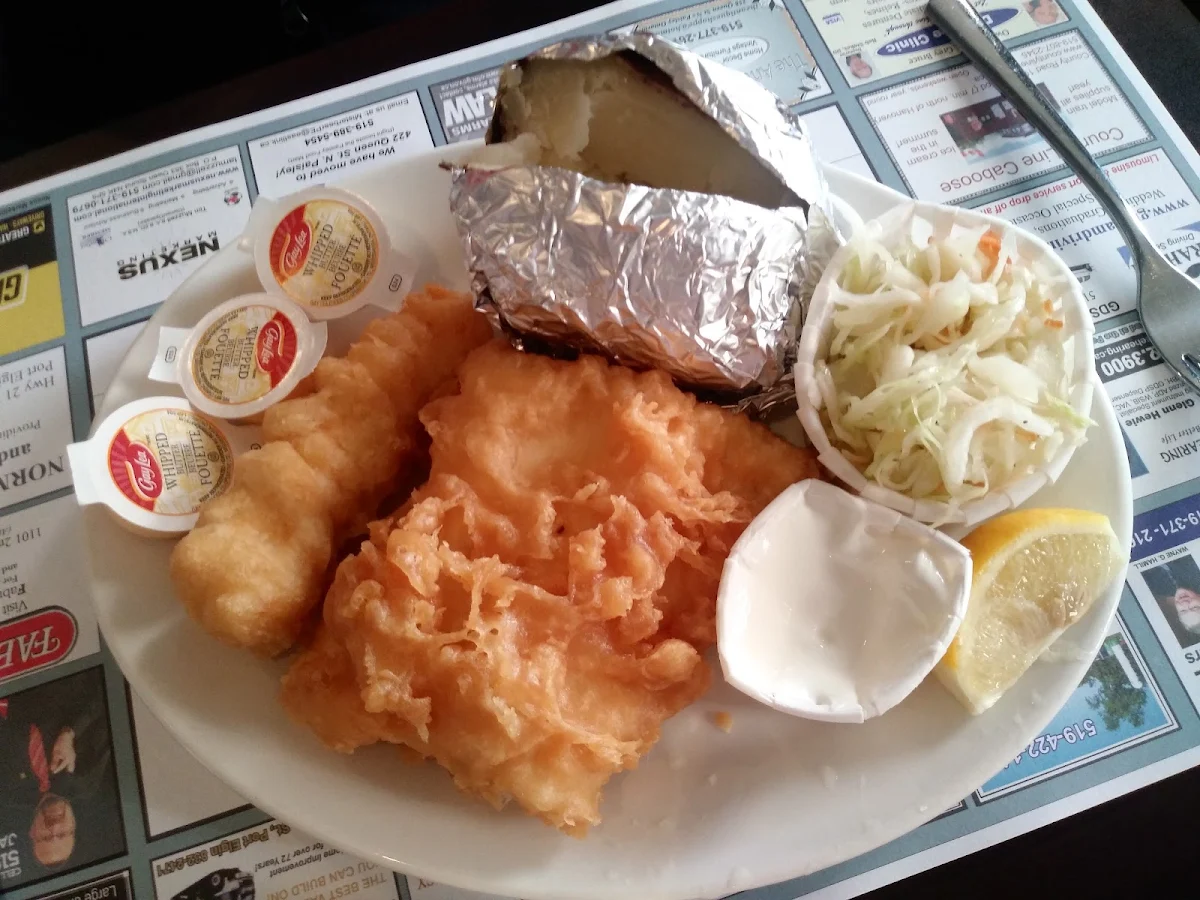 Fish and Chip Meal with Baked Potato