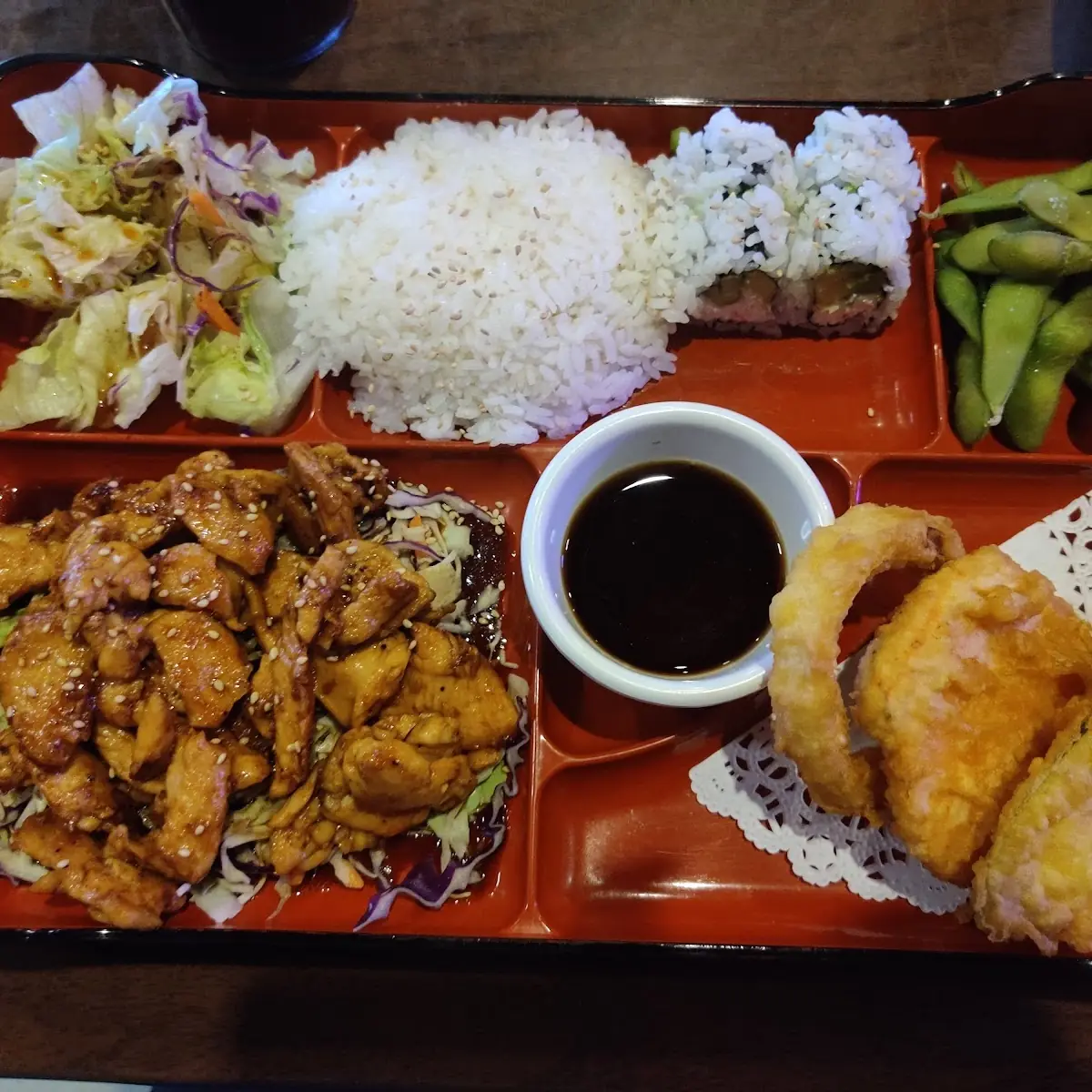 Chicken Lunch Bento with California Roll