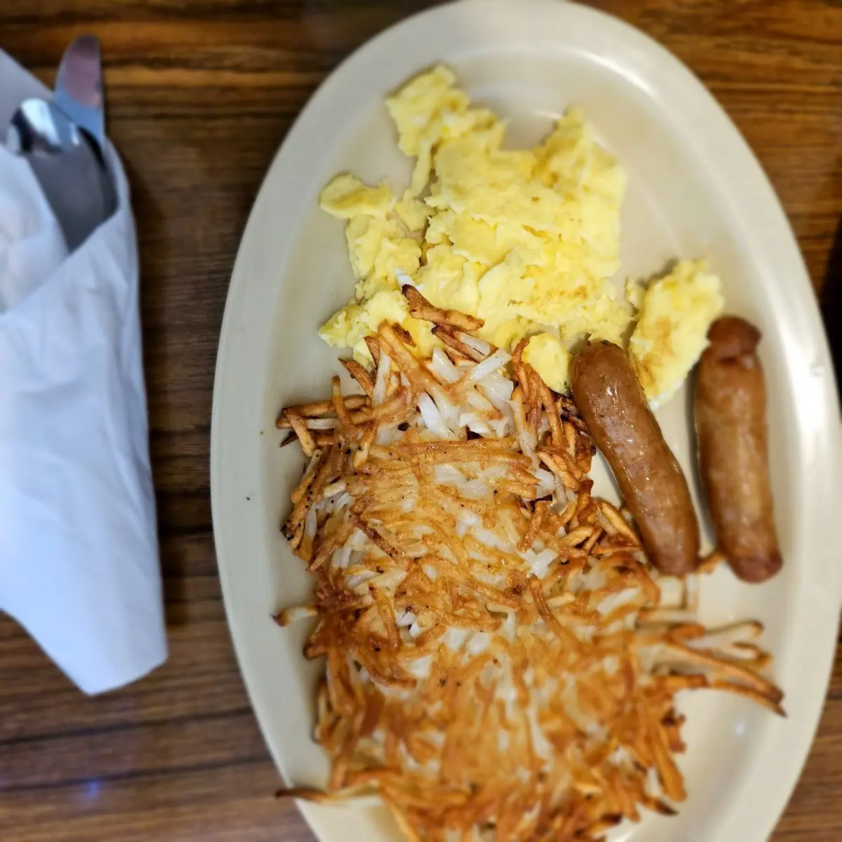 Bacon and Eggs with Small Side of Hash Brown
