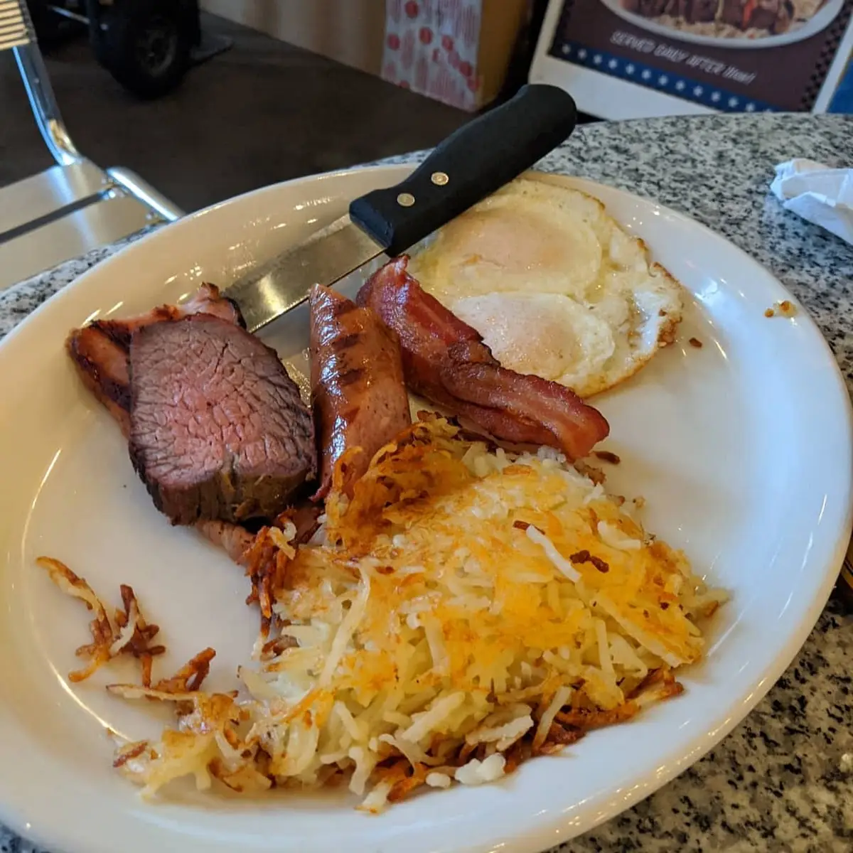Sausage Bacon & Ozark Ham Omelette