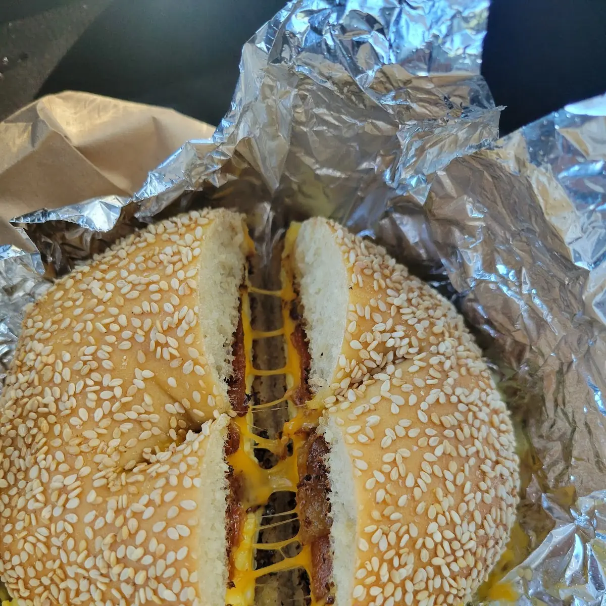 Sesame Bagel with Bacon Egg and Cheese