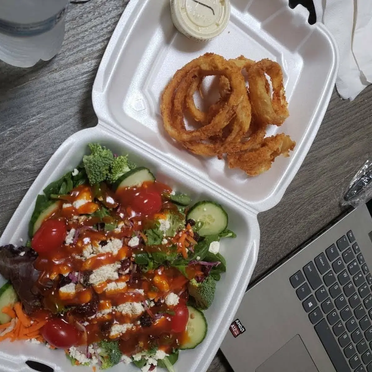 House Salad and Onion Rings