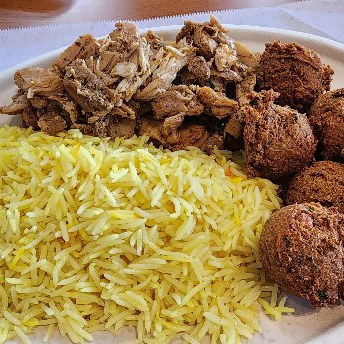 Chicken Shawarma Saffron Rice and Falafel